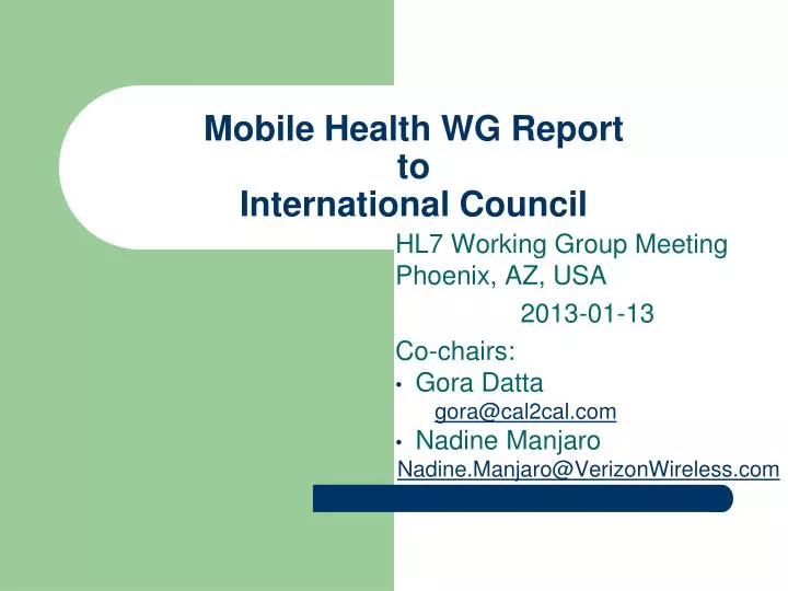mobile health wg report to international council