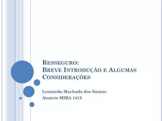 resseguro breve introdu o e algumas considera es