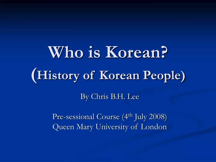 who is korean history of korean people