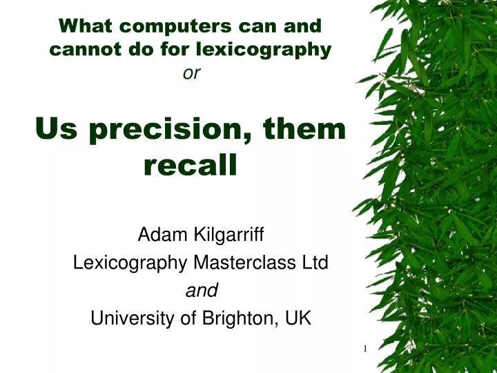 what computers can and cannot do for lexicography or us precision them recall