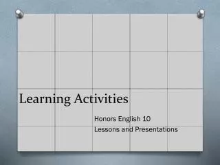 Learning Activities