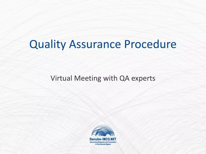 quality assurance procedure