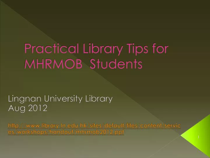 practical library tips for mhrmob students