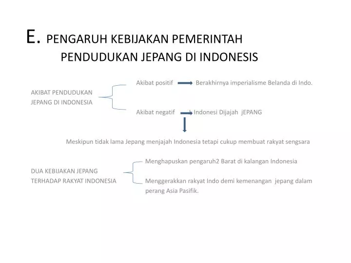 e pengaruh kebijakan pemerintah pendudukan jepang di indonesis