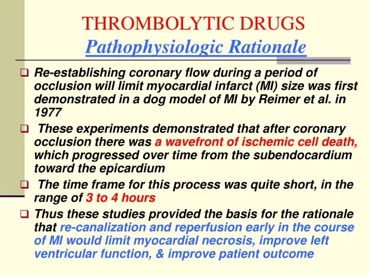 thrombolytic drugs pathophysiologic rationale