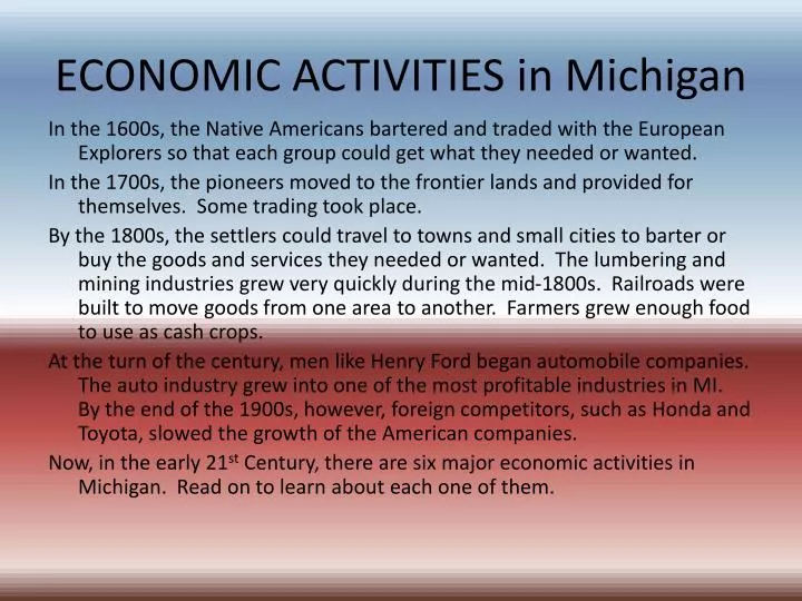 economic activities in michigan