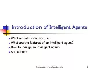 ???????????? of Intelligent Agents