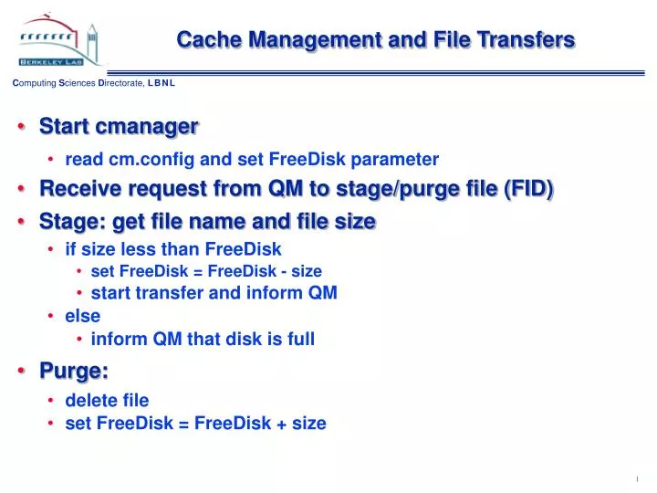 cache management and file transfers
