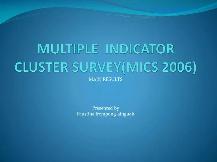 multiple indicator cluster survey mics 2006