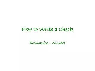 How to Write a Check