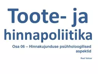 toote ja hinnapoliitika