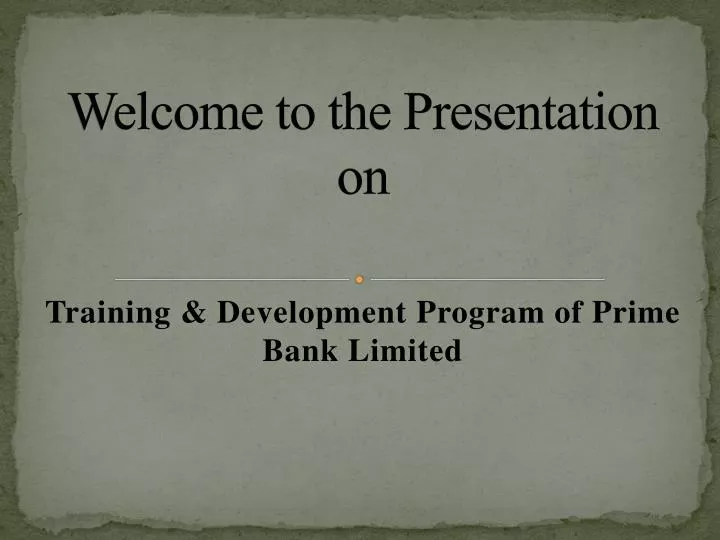 welcome to the presentation on