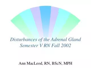 Disturbances of the Adrenal Gland Semester V RN Fall 2002