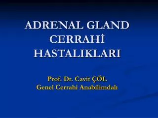 adrenal gland cerrah hastaliklari prof dr cavit l genel cerrahi anabilimdal