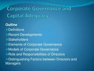 Corporate Governance and Capital Adequacy