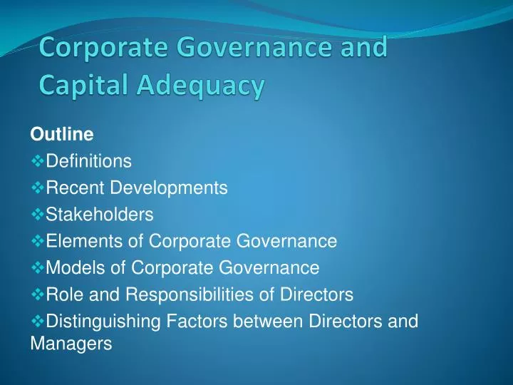 corporate governance and capital adequacy