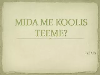 mida me koolis teeme