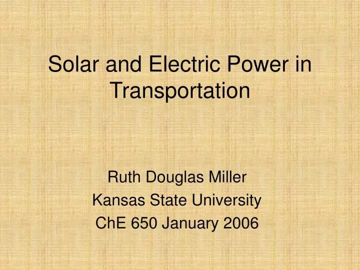 solar and electric power in transportation