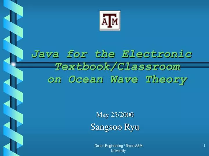 java for the electronic textbook classroom on ocean wave theory