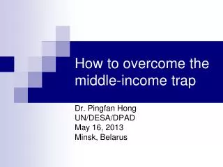 How to overcome the middle-income trap