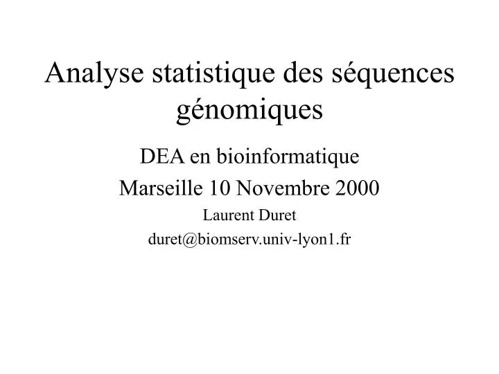 analyse statistique des s quences g nomiques