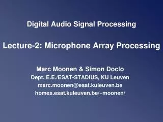 Digital Audio Signal Processing Lecture-2: Microphone Array Processing