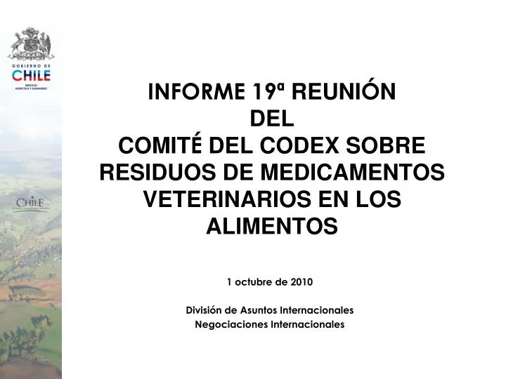 informe 19 reuni n del comit del codex sobre residuos de medicamentos veterinarios en los alimentos