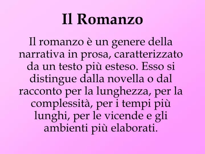 il romanzo