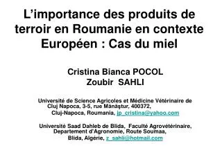 l importance des produits de terroir en roumanie en contexte europ en cas du miel