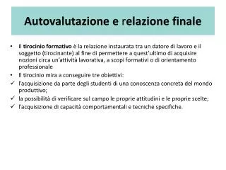 autovalutazione e r elazione finale