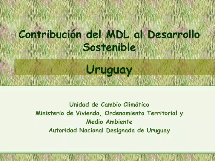 contribuci n del mdl al desarrollo sostenible uruguay