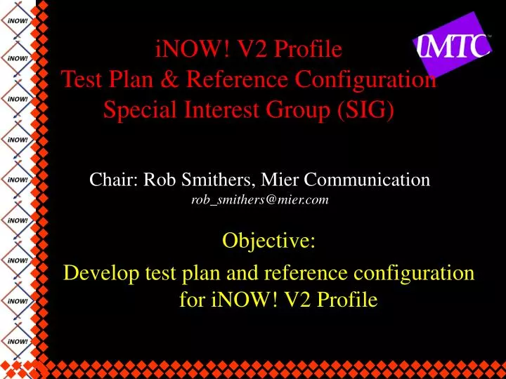 inow v2 profile test plan reference configuration special interest group sig
