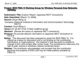 Project: IEEE P802.15 Working Group for Wireless Personal Area Networks (WPANs)