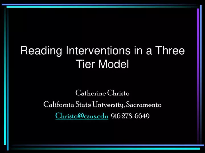 reading interventions in a three tier model