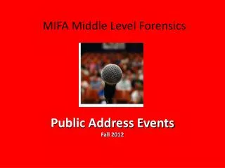 Public Address Events Fall 2012