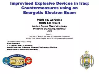 Improvised Explosive Devices in Iraq: Countermeasures using an Energetic Electron Beam