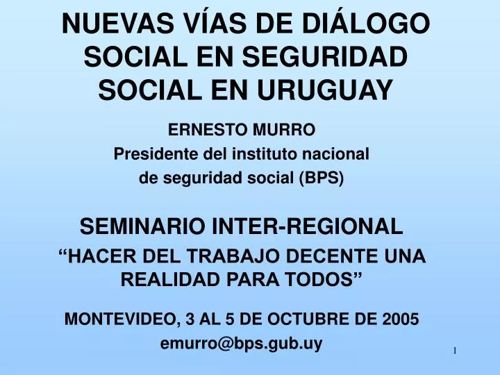 nuevas v as de di logo social en seguridad social en uruguay