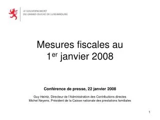 mesures fiscales au 1 er janvier 2008