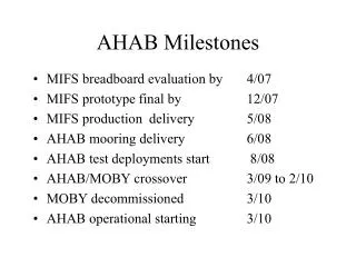 AHAB Milestones