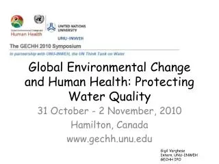 Global Environmental Change and Human Health: Protecting Water Quality