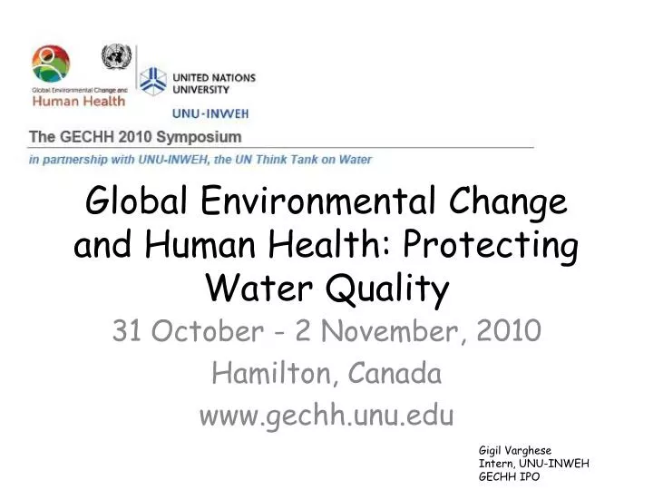 global environmental change and human health protecting water quality
