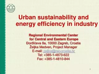 Urban sustainability and energy efficiency in industry
