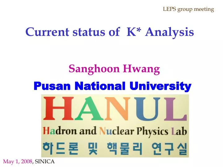 current status of k analysis