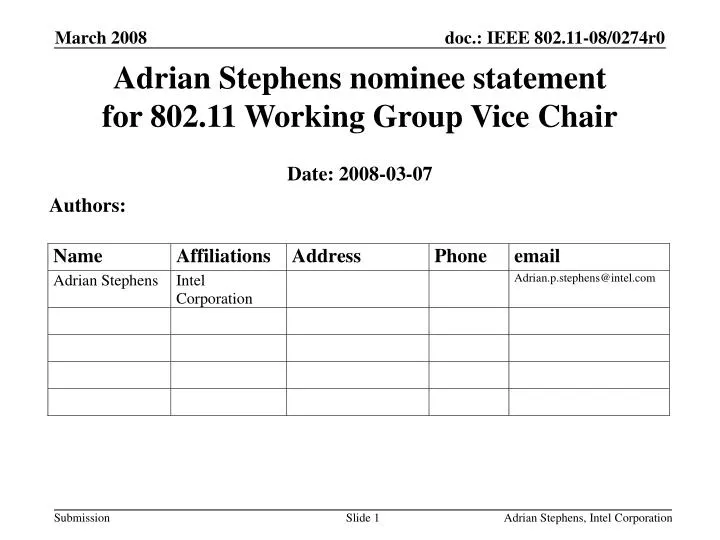 adrian stephens nominee statement for 802 11 working group vice chair