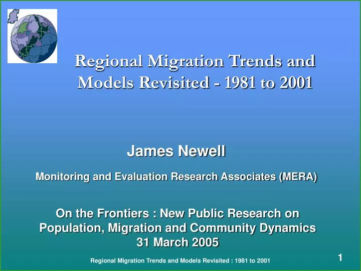 regional migration trends and models revisited 1981 to 2001