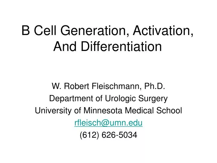 b cell generation activation and differentiation