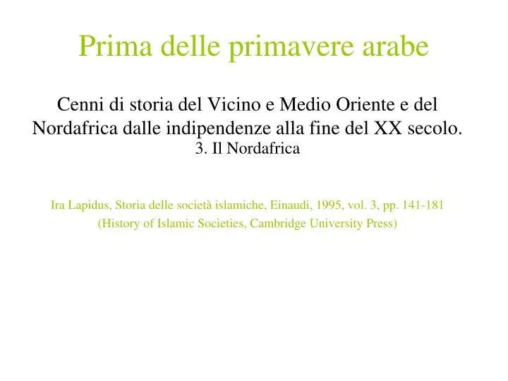 prima delle primavere arabe