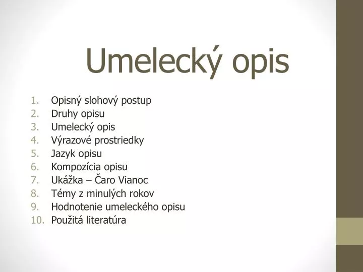 umeleck opis
