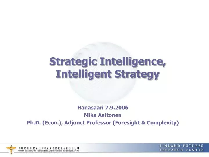 strategic intelligence intelligent strategy