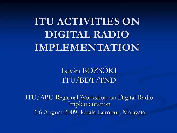 itu activities on digital radio implementation